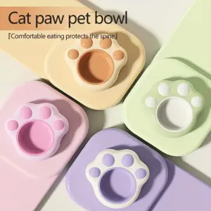 cat paw shaped feeding bowl Pet Bowl Cat Paw Shape - ชามอาหารสำหรับสัตว์เลี้ยง (17x16x5cm) (411342)