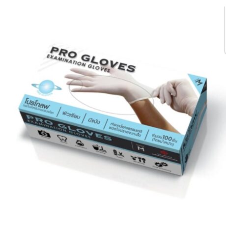 Pro Glove - ถุงมือยางสำหรับการตรวจโรคแบบไม่มีแป้ง (1กล่อง : 100ชิ้น) (410677)