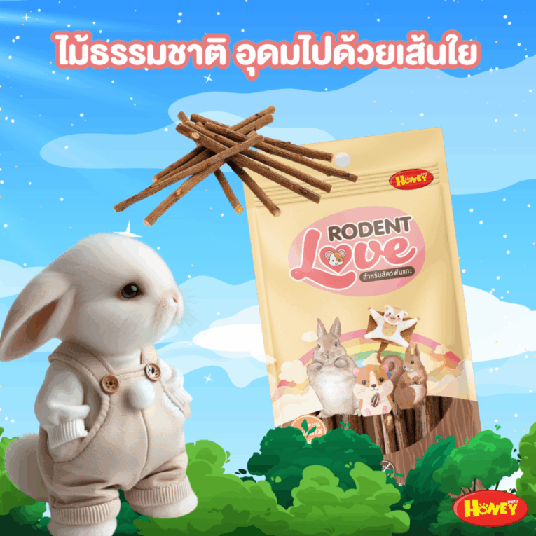 Honey Petz Roden Love - ขนมลับฟันสำหรับสัตว์เล็ก กิ่งไม้พืชอบ