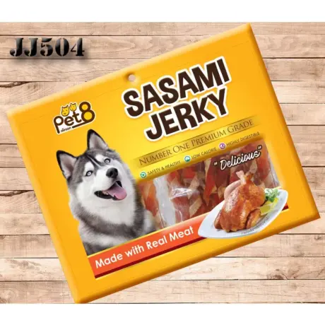 Pet8 Sasami Jerky JJ504 - ปลาแผ่นพันสันในไก่ 160g*2pack (12441)
