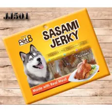 Pet8 Sasami Jerky JJ501 - สันในไก่พันปลาเส้นเล็กผับครึ่ง 160g*2pack (415627)