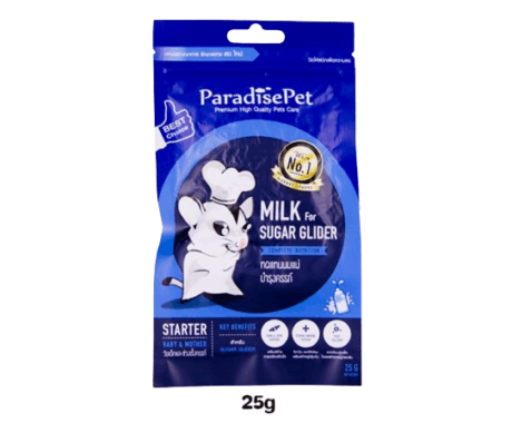 Paradise Pet Milk for Sugar Glider - นมชูการ์ สำหรับชูการ์ไกลเดอร์วัยเด็กหรือช่วงตั้งครรภ์ 25g