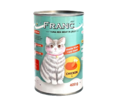 Franc Tuna Red Meat in Jelly from Chicken - อาหารเปียกแมวทูน่าเนื้อแดงหน้าไก่ 400g (424182)