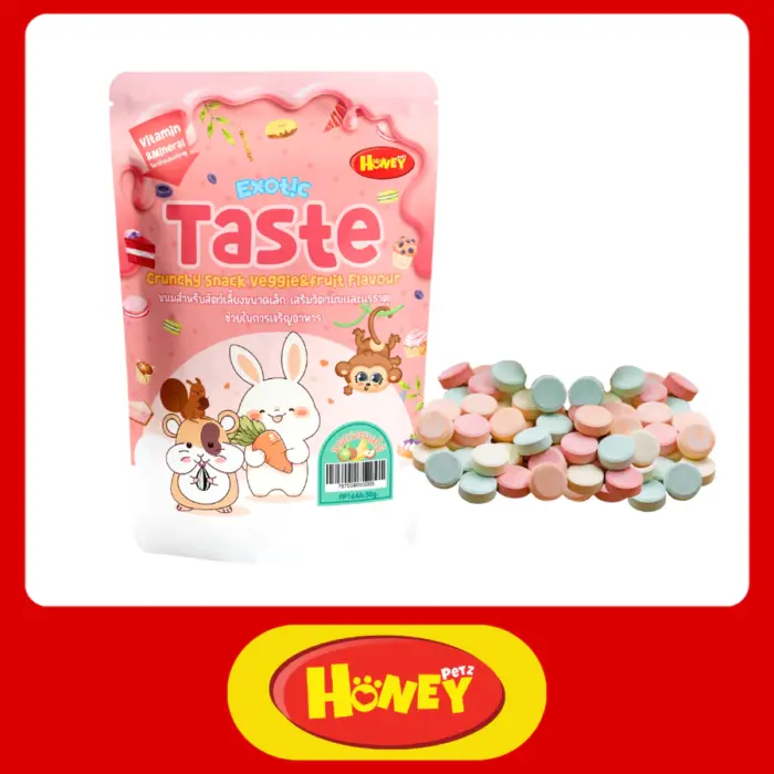 ขนมแฮมสเตอร์ 422934 Honey Petz Exotic Taste - ขนมแฮมสเตอร์และสัตว์เล็ก นมแพะอัดเม็ดผลไม้