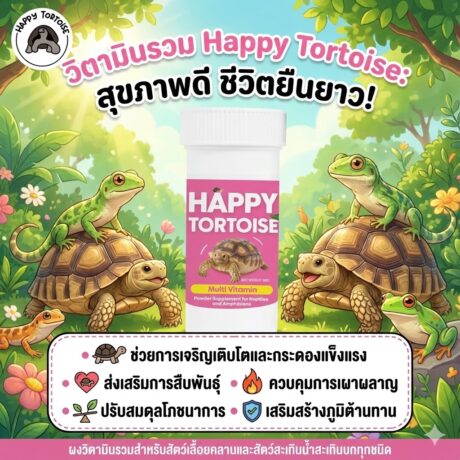 Happy Tortoise Multi Vitamin - วิตามินรวม สำหรับสัตว์เลื้อยคลานทุกชนิด 80g
