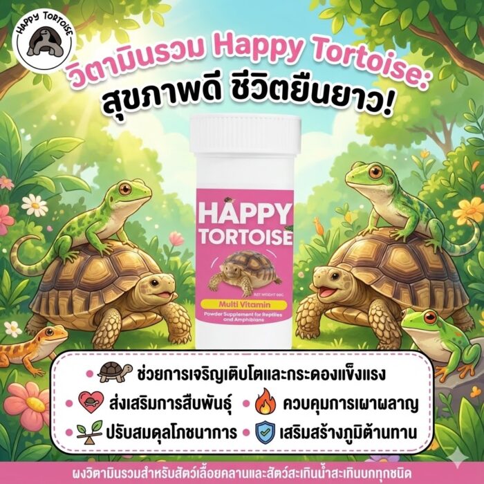 วิตามินรวม สำหรับสัตว์เลื้อยคลาน 422410 Happy Tortoise Multi Vitamin - วิตามินรวม สำหรับสัตว์เลื้อยคลานทุกชนิด 80g