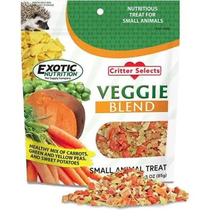 ขนมสัตว์เลี้ยงขนาดเล็ก ผักรวมอบแห้ง 3oz (85g) Exotic Nutrition Veggie Blend
