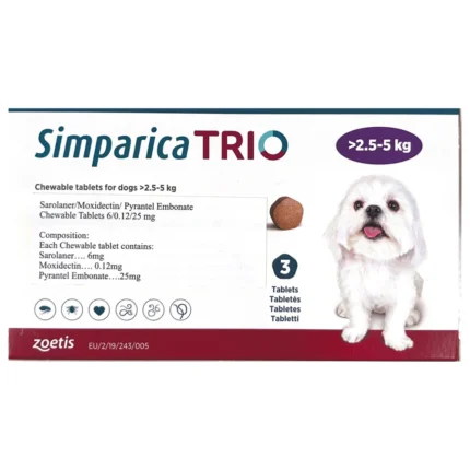 Simparica TRIO - ยาป้องกันเห็บหมัดและพยาธิ สำหรับสุนัข