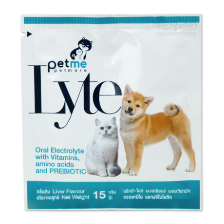 Petme-Lyte - เกลือแร่ผสมวิตามิน กลิ่นตับ กรดอะมิโนและพรีไบโอติก สำหรับสุนัขและแมว 15g
