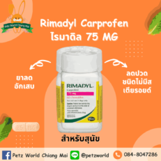 Rimadyl Carprofen 75mg (1Chewable) - ยาลดการอักเสบ ลดปวด ไม่มีสารสเตียรอยด์สำหรับสุนัข (แบ่งขาย1เม็ด)