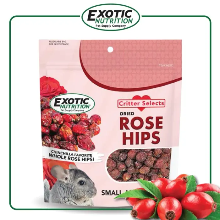 ขนมสัตว์เลี้ยงขนาดเล็ก ผลกุหลาบแห้ง 3oz (85g) Exotic Nutrition Dried Rose Hips