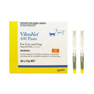 Zoetis VibraVet® Antibiotic Treatment Paste - ยารักษาพยาธิในเม็ดเลือดและโรคติดเชื้อแบคทีเรีย (1 หลอด)