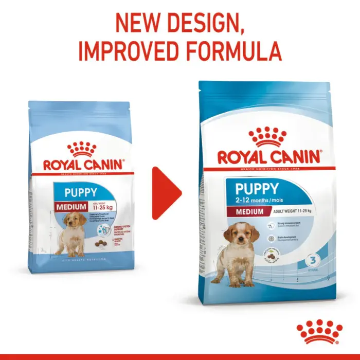 3182550402439_06 Royal Canin Medium Puppy - อาหารเม็ด สำหรับลูกสุนัขพันธุ์กลาง อายุ 2 ถึง 12 เดือน 1kg (442715)