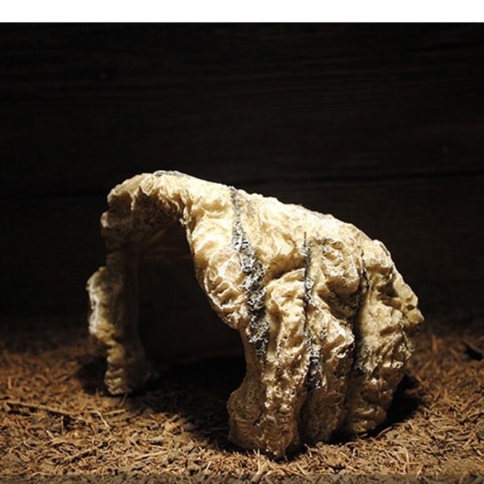 Reptile Cave - ถ้ำซ่อนตัวเรซิ่น รูปทรงหินโค้ง สำหรับสัตว์เลี้ยงคลาน (12x10.5x9.5cm) (446767)