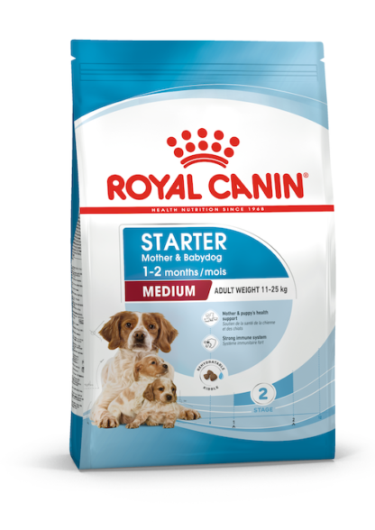 Royal Canin Medium Starter - อาหารเม็ด สำหรับแม่สุนัขพันธุ์กลางช่วงตั้งท้องและลูกสุนัขหย่านมพันธุ์กลาง 1kg (442705)