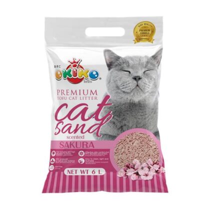 Okiko Premium Tofu Cat Litter Cat Sand Sakura - ทรายแมวเต้าหู้เกรดพรีเมี่ยม กลิ่นซากุระ 6L (450687)