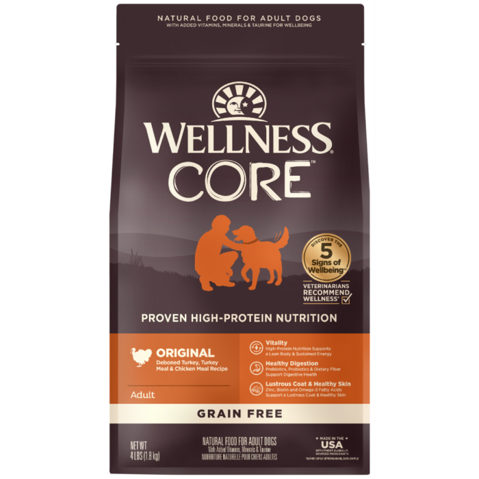 DD-Original-4lb__front Wellness Core Adult Original - อาหารสุนัข สูตรไก่งวงและเป็ด 1.81kg