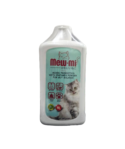 Mew-Mi Probiotic Powder Mixed with Enzymes - ผงโรยอาหารโพรไบโอติกผสมเอนไซม์สำหรับแมว 150g