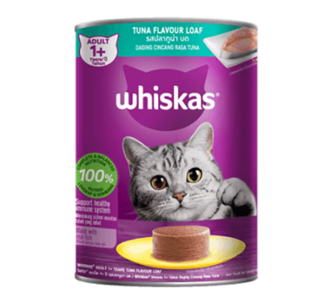 Whiskas Can Adult Tuna Flavour LOAF - อาหารแมวกระป๋องรสปลาทูน่าบด 400g (259965)