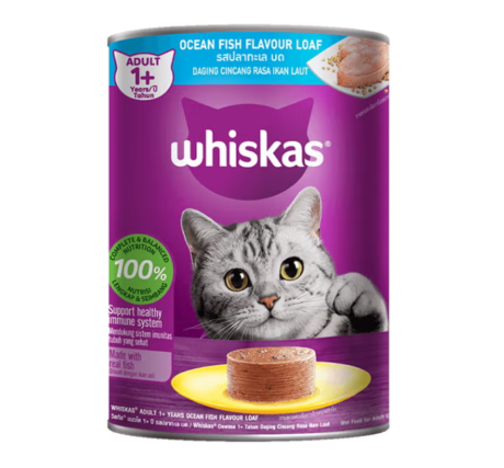 Whiskas Can Adult Ocean Fish Flavour LOAF - อาหารแมวกระป๋องรสปลาทะเลบด 400g (259966)