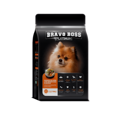 BRAVO BOSS Platinum - อาหารสุนัข รสปลาแซลมอนรมควันและข้าวกล้อง 750g (457594)