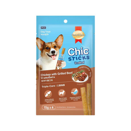 พบคำแนะนำในการเลือกกรงนกที่สมบูรณ์แบบ 8 Smartheart Chic Sticks Chicken With Grilled Beef Flavor - ขนมสุนัข สติ๊กไก่ผสมเนื้อย่าง 15g (4ชิ้น) (457592)