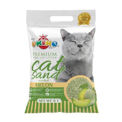 Okiko Premium Tofu Cat Litter Cat Sand Melon - ทรายแมวเต้าหู้เกรดพรีเมี่ยม กลิ่นเมล่อน 6L (450695)