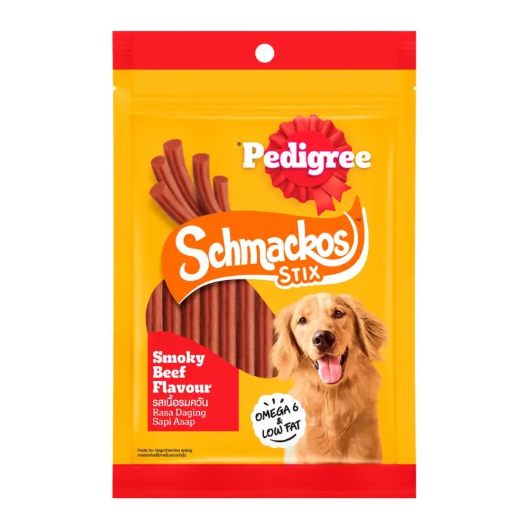 Pedigree Schmackos Stix Smoky Beef Flavor - ขนมชนิดแท่งสำหรับสุนัขรสเนื้อรมควัน 60g