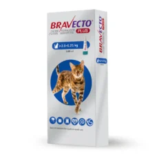 Bravecto Plus Spot-On For Cat 250mg 2.8-6.25kg - ยาหยอดหลังคอ ป้องกันเห็บ หมัดและพยาธิภายในสำหรับแมว 2.8-6.25กก. (1กล่อง) (397861)