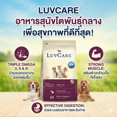 LuvCare Adult Medium Breed Dog Food - อาหารสุนัขโตพันธุ์กลาง เลิฟแคร์ 500g