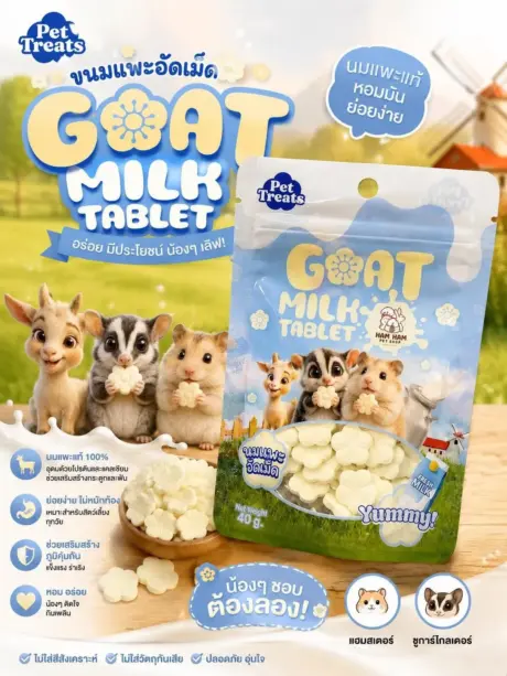 Ham Ham Bakery Goat Milk Tablet 40g - นมแพะอัดเม็ด 40 กรัม