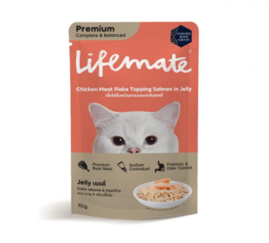 Lifemate Pouch Cat Food - อาหารเปียกแมว เนื้อไก่ชิ้นหน้าปลาแซลมอนในเยลลี่ 70g