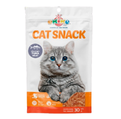 SOOS Okiko Cat Snack - โอกิโกะ ขนมสำหรับแมว เนื้อปลาทูน่าและปลาเนื้อขาวสไลด์ 30g (464721)