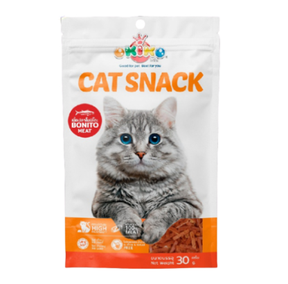 Okiko Cat Snack - โอกิโกะ ขนมสำหรับแมว ไก่และปลาโบนิโตะสไลด์ 30g (464731)
