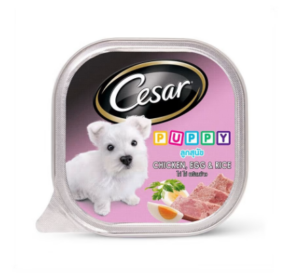 Cesar Wet Food in Trays for Puppies - ซีซาร์ อาหารเปียก แบบถาด สำหรับลูกสุนัข รสไก่ข้าวและไข่ 100g (465273)
