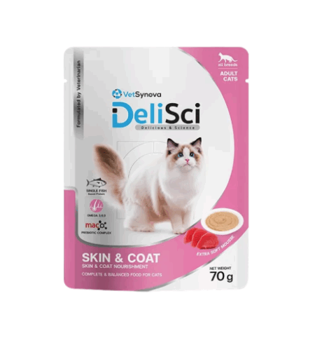 Vetsynova DeliSci Skin & Coat For Cat 70g - อาหารแมว เสริมบำรุงผิวหนังและเส้นขน ชนิดเปียก 70 กรัม