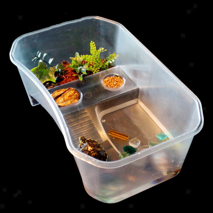Turtle Tank Turtle Tank Aquarium Reptile Habitat XL - กล่องเลี้ยงสำหรับเต่าน้ำ ขนาดใหญ่ (58x34x20cm) (465911)