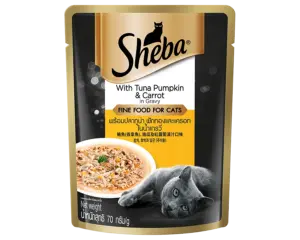 large_sheba-pouch_front-with-tuna-pumpkin_1648739646980 Sheba Pouch Cat Food - ซีบา อาหารแมวเปียก รสเนื้อทูน่า ฟักทองและแครอทในน้ำเกรวี่ 70g (464817)