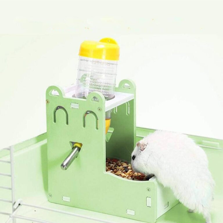 Hamster Water Bottle Holder & Food Bowl Green