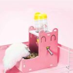 Hamster Water Bottle Holder & Food Bowl Pink