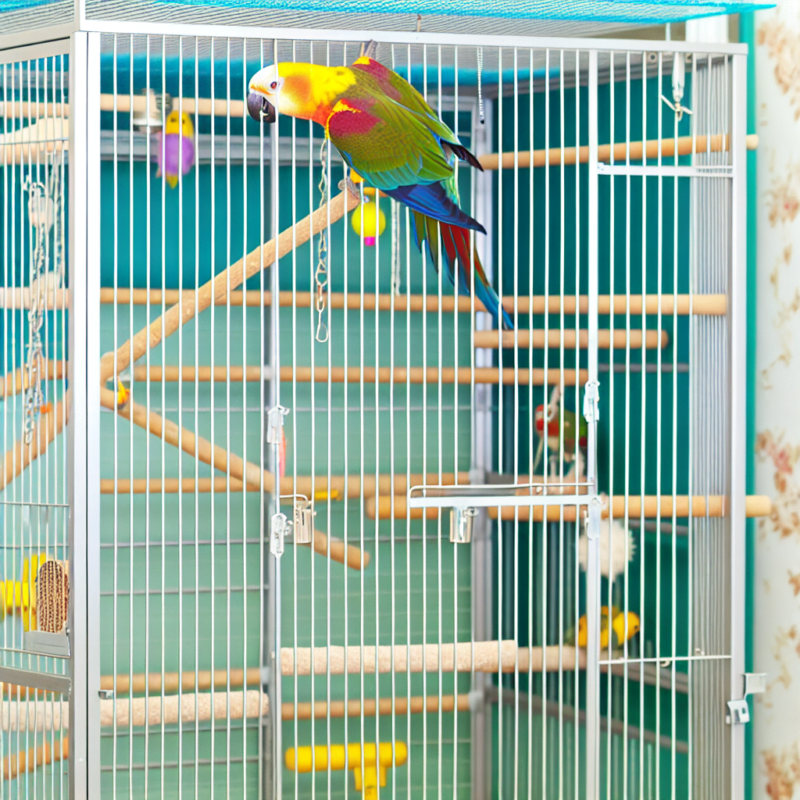 Parrot in a big cage