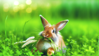 Rabbit in the green fields