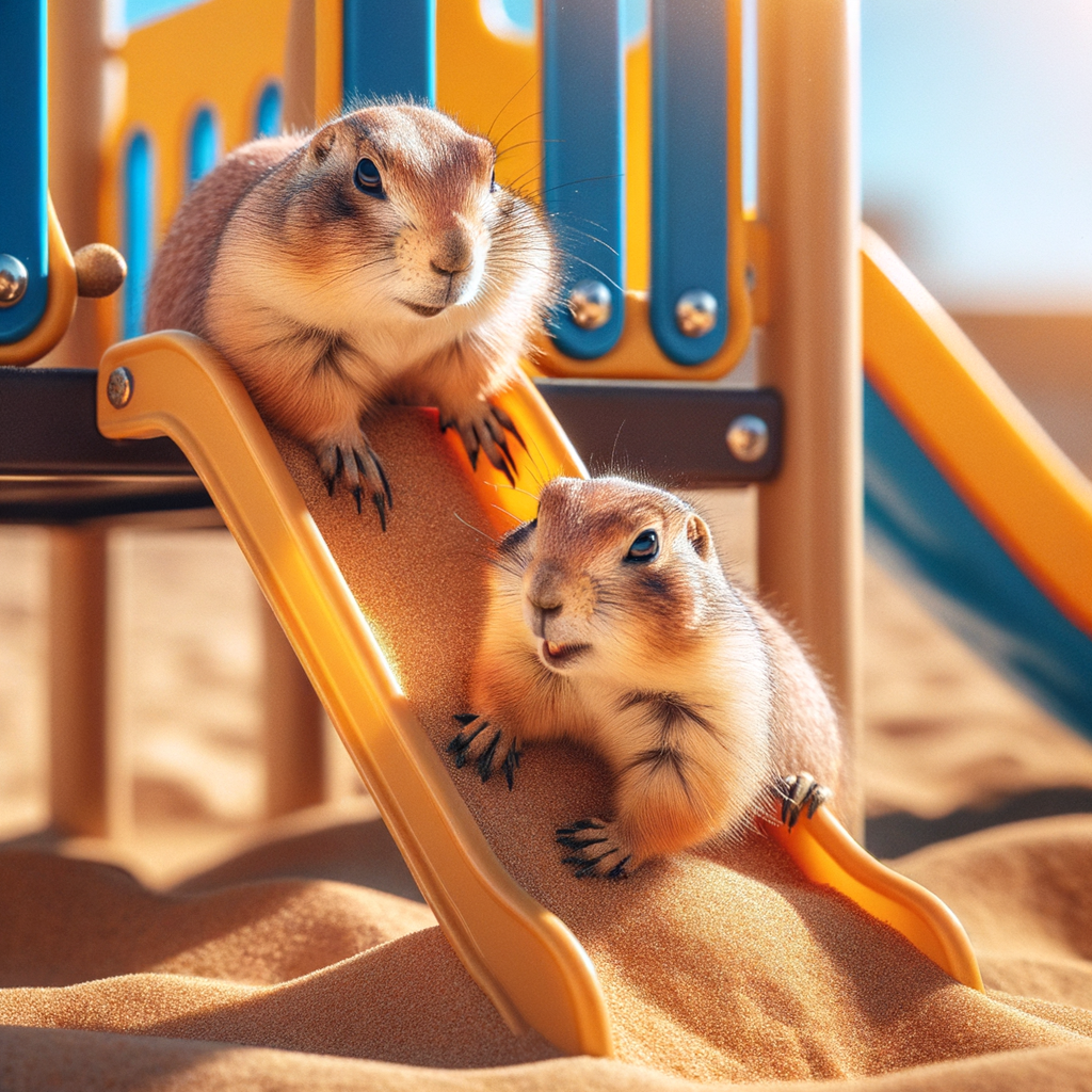 แพรี่ด็อก 2 Prairie dogs playing on the playground sand