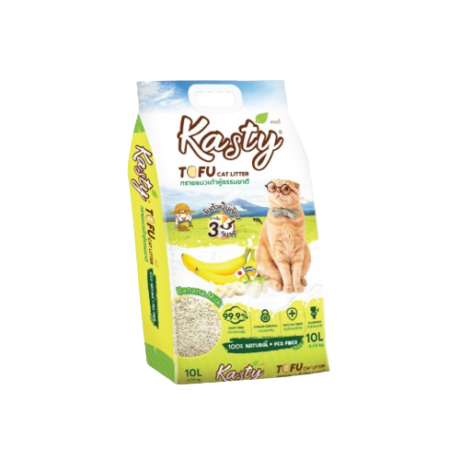 Kasty Banana Milk Tofu Cat Litter - ทรายแมวเต้าหู้กลิ่นนมกล้วย 10L