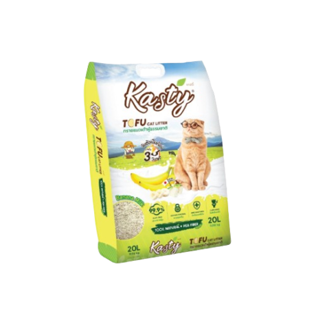 Kasty Banana Milk Tofu Cat Litter - ทรายแมวเต้าหู้กลิ่นนมกล้วย 20L