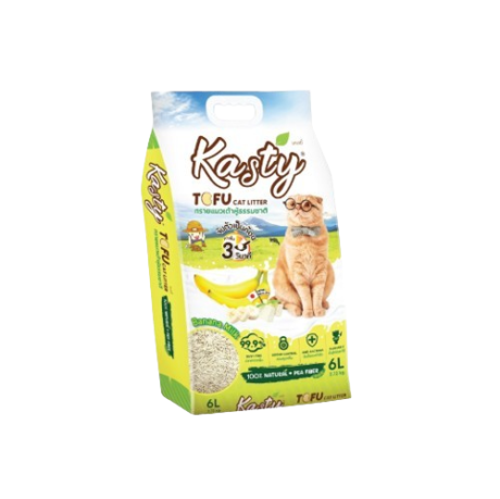 Kasty Banana Milk Tofu Cat Litter - ทรายแมวเต้าหู้กลิ่นนมกล้วย 6L