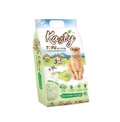 Kasty Melon Milk Tofu Cat Litter - ทรายแมวเต้าหู้กลิ่นนมเมลอน 6L