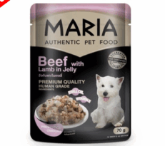 MARIA Authentic Dog Food Beef with Lamb in Jelly - อาหารสุนัขเปียก รสเนื้อวัวกับแกะในเจลลี่ 70g (474909)