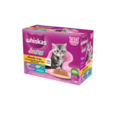 Whiskas Junior Pouch Multipack Mackerel and Tuna Flavor - อาหารเปียกลูกแมว รสปลาทูน่ากับรสปลาทู