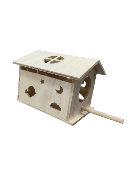 Wood house for Bird - บ้านไม้นกพร้อมคอนเล็กขนาด 22.5x25x19.5cm